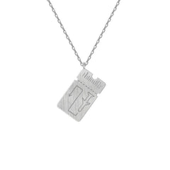 Brushed Plane Ticket Design Silver Couples Necklace for Women