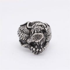 King of Eagle and Snake Titanium Steel Ring for Men