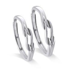 Brushed Wave Hollow Out Silver Couple Ring for Women