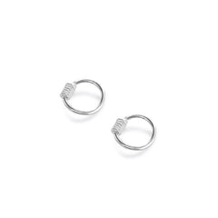 Spring Coil Thread Silver Hoop Earrings for Women