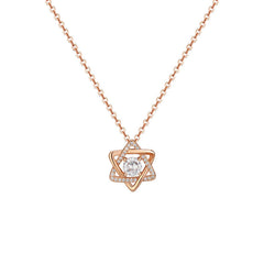 Hexagonal Star with Zircon Silver Necklace for Women