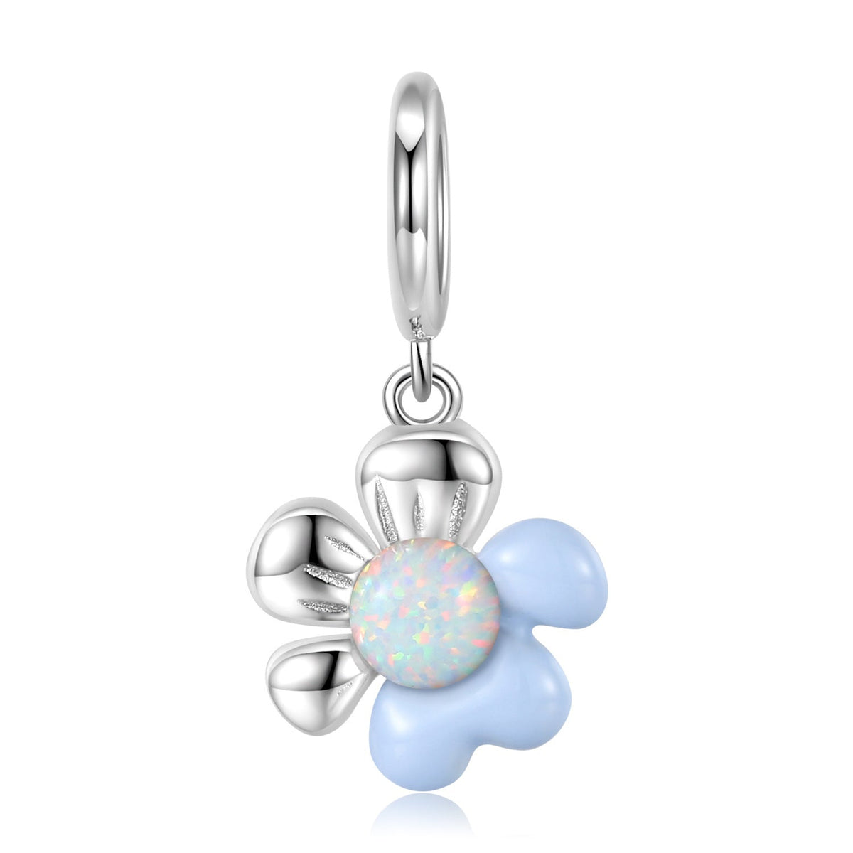 Blue Flower Silver Pendant