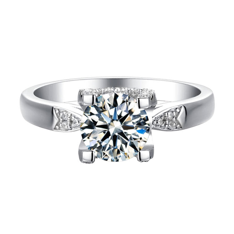 Stylish Oxhead Prong1.0 Carat Moissanite Engagement Ring