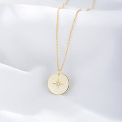 Star with Zircon Circle Pendant Sterling Silver for Women