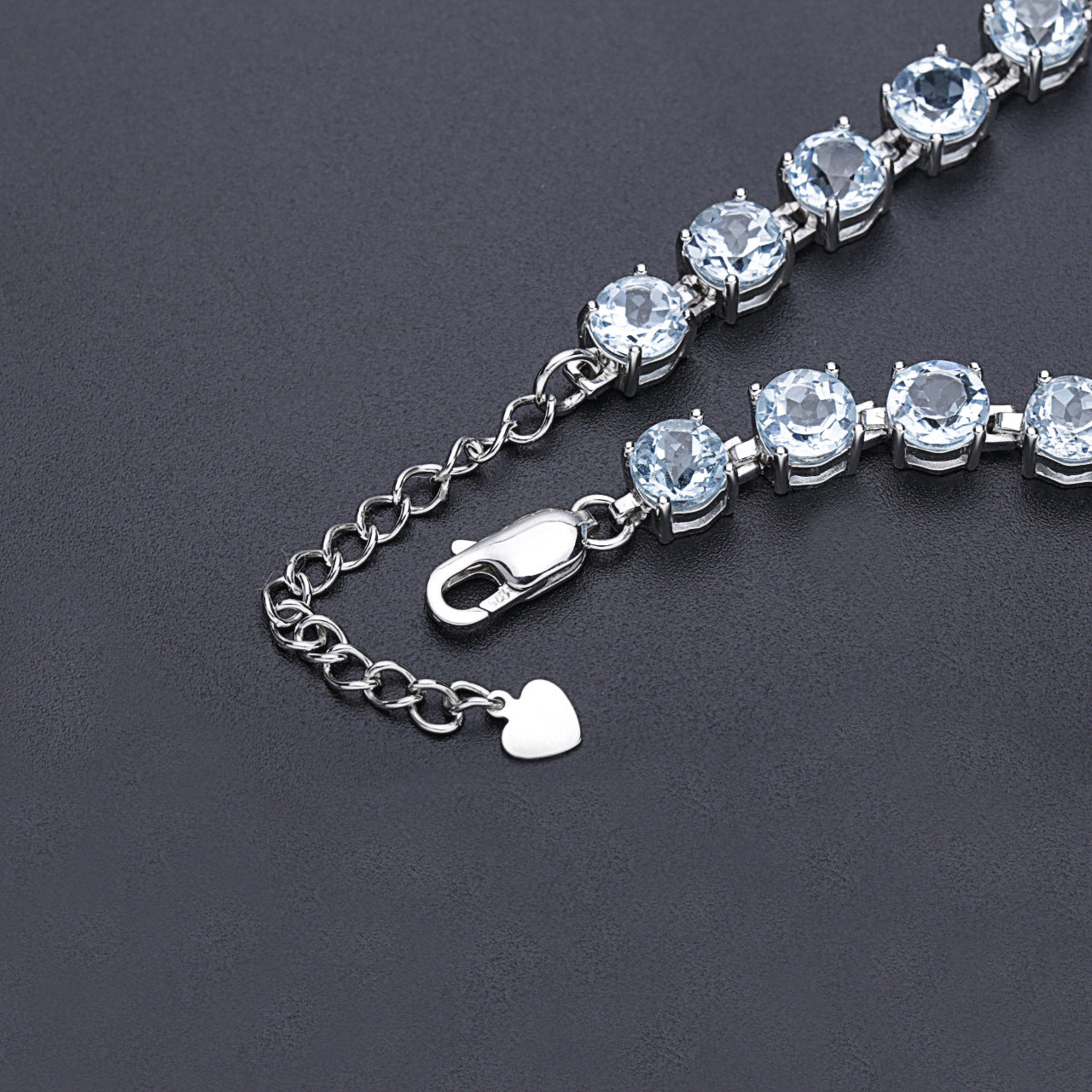 Round Cut Natural Gemstones Beading Silver Bracelet