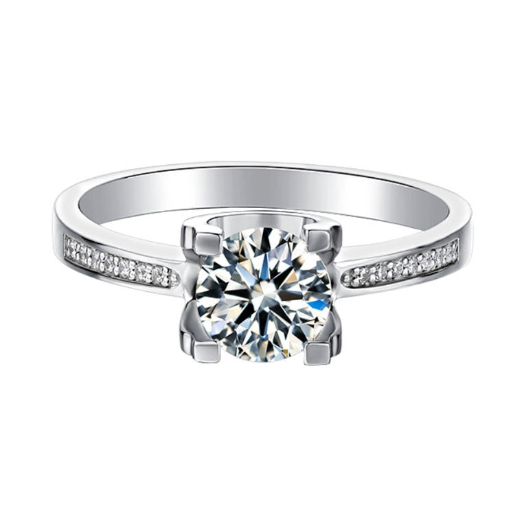 Cathedral Oxhead Prongs 1.0 Carat Moissanite Engagement Ring