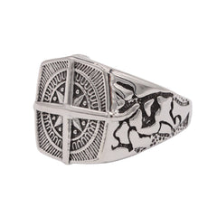 Greek Cross Compass Titanium Steel Ring for Men