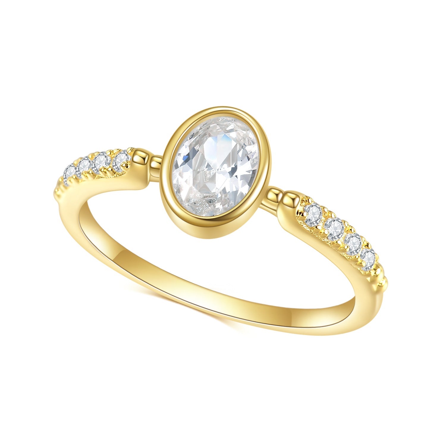 Golden Zircon S925 Sterling Silver 14k Gold Plated Ring for Women