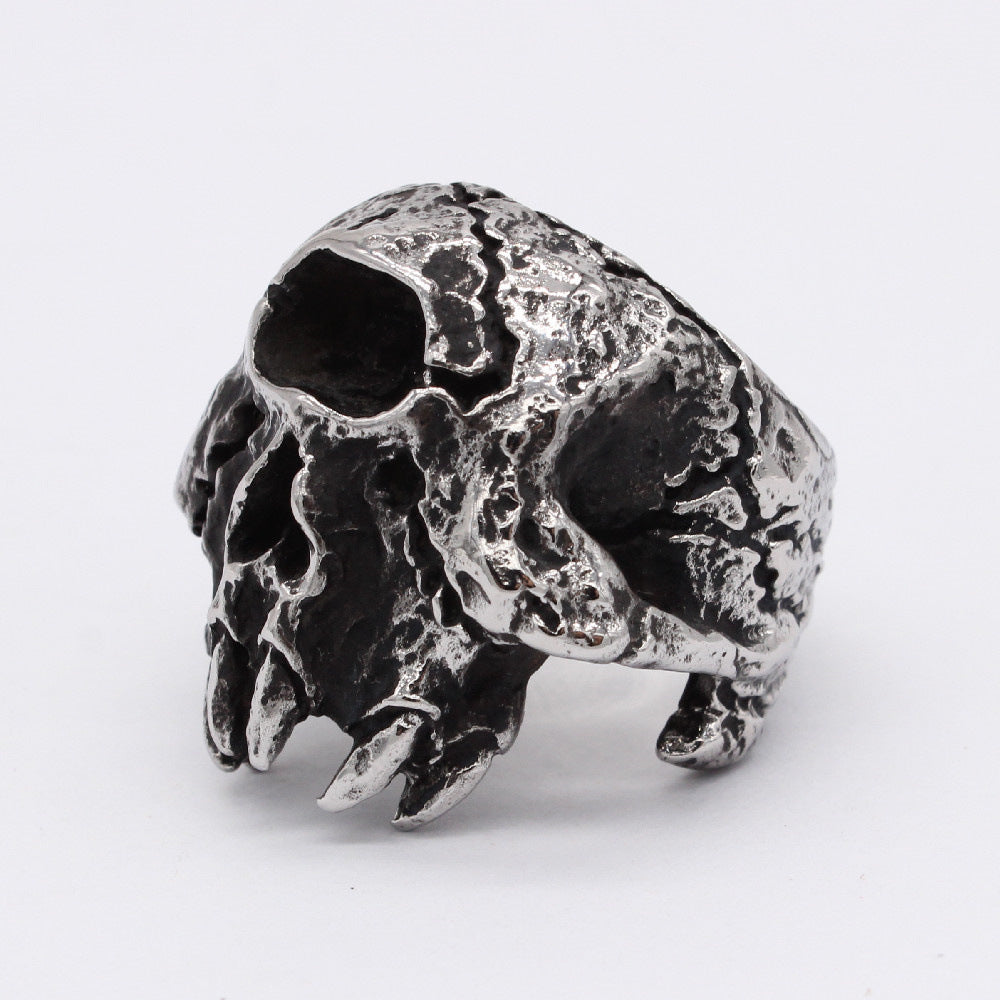 Halloween Beast Teeth Skull Titanium Steel Ring for Men