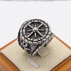 Vintage Pirate Anchor Rudder Men's Titanium Steel Ring