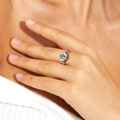 Skull Skeleton Circular Signet Split Shank Zircon Silver Ring