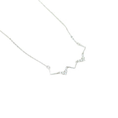 String V with Zircon Silver Necklace for Women