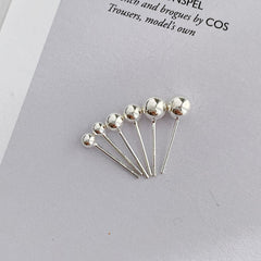 Small Round Bead Silver Studs Earrings for Women
