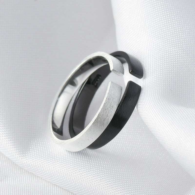 Brushed Silver Couple Ring for Women