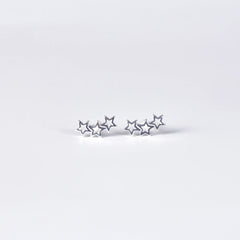 Three Hollow Stars Silver Stud Earrings for Women