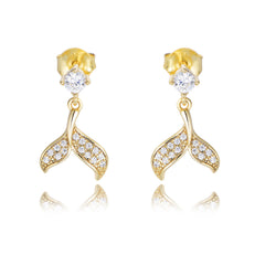 Zircon Mermaid Tail Silver Studs Earrings for Women