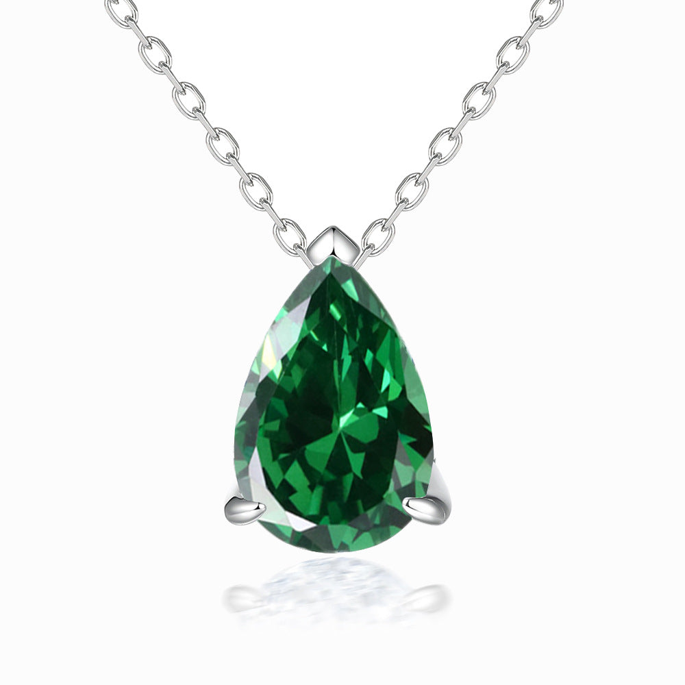 Pear Drop Zircon Pendant Silver Necklace for Women