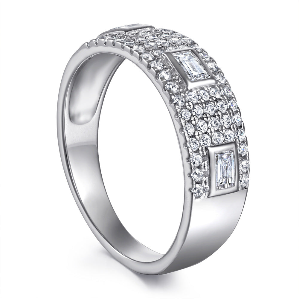 Wide Style with Zircon Silver Ring