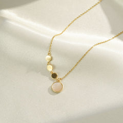 (Two Colours) White Mother of Pearl Circles Pendants Collarbone Necklace for Women