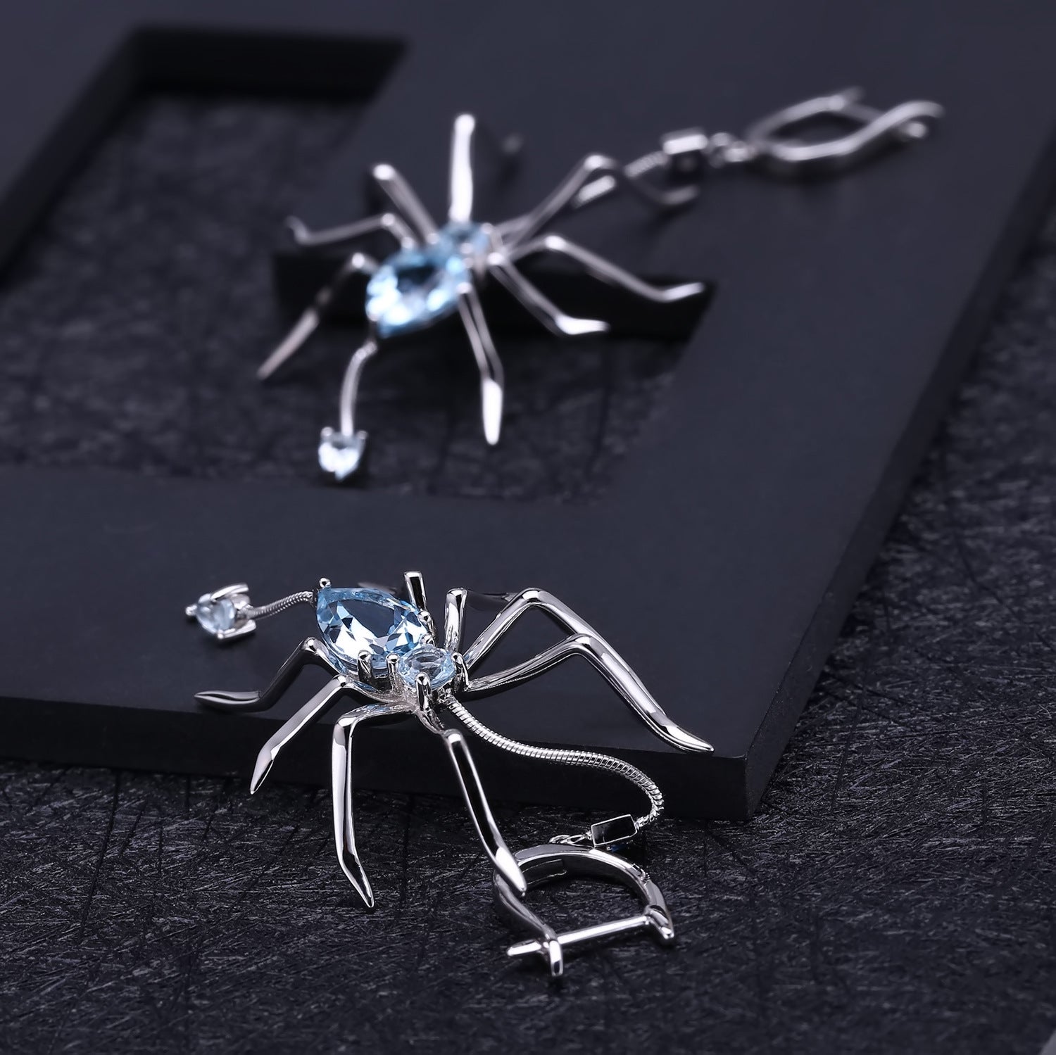 Spider Shape s925 Sterling Silver Natural Topaz Earrings for Women