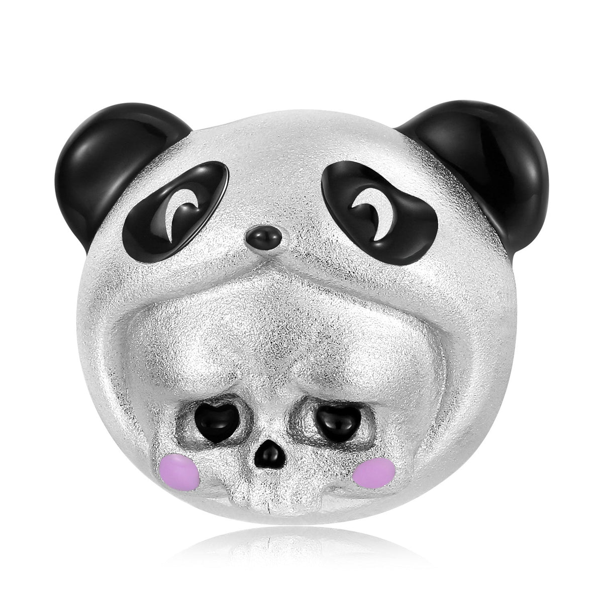 Halloween Panda Hat Skull Head Frosted Silver Pendant