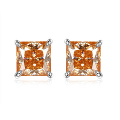 Solitaire 1.0 Carat Princess Cut Moissanite Silver Stud Earrings