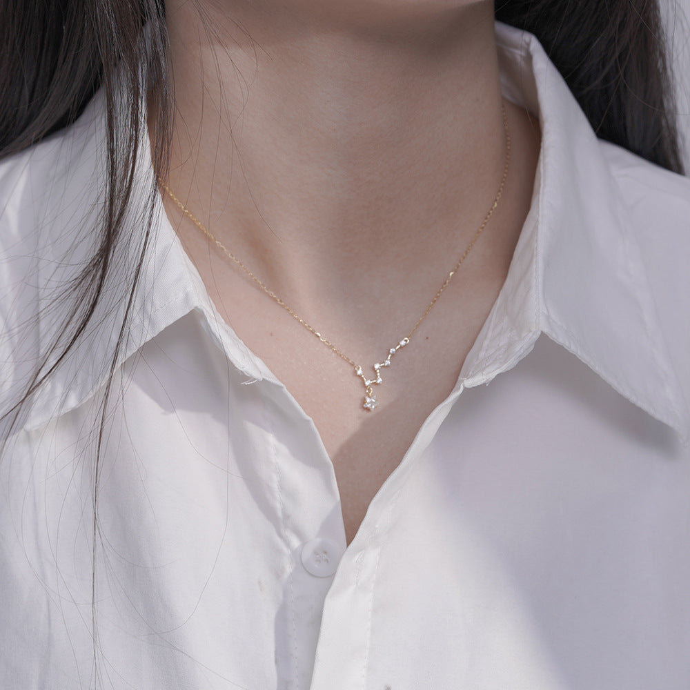 (Two Colours) White Crystal Big Dipper Pendants Collarbone Necklace for Women