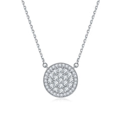 Full Zircon Round Pendant Silver Necklace for Women