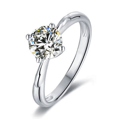 Stylish 1.0 Carat Round Cut Moissanite Engagement Ring