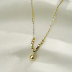 (Two Colours) Mini Rectangles with Little Ball Pendants 925 Silver Collarbone Necklace for Women