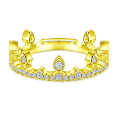 Full Zircon Princess Crown Silver Ring for Women