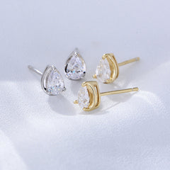Pear Drop Zircon Silver Studs Earrings for Women