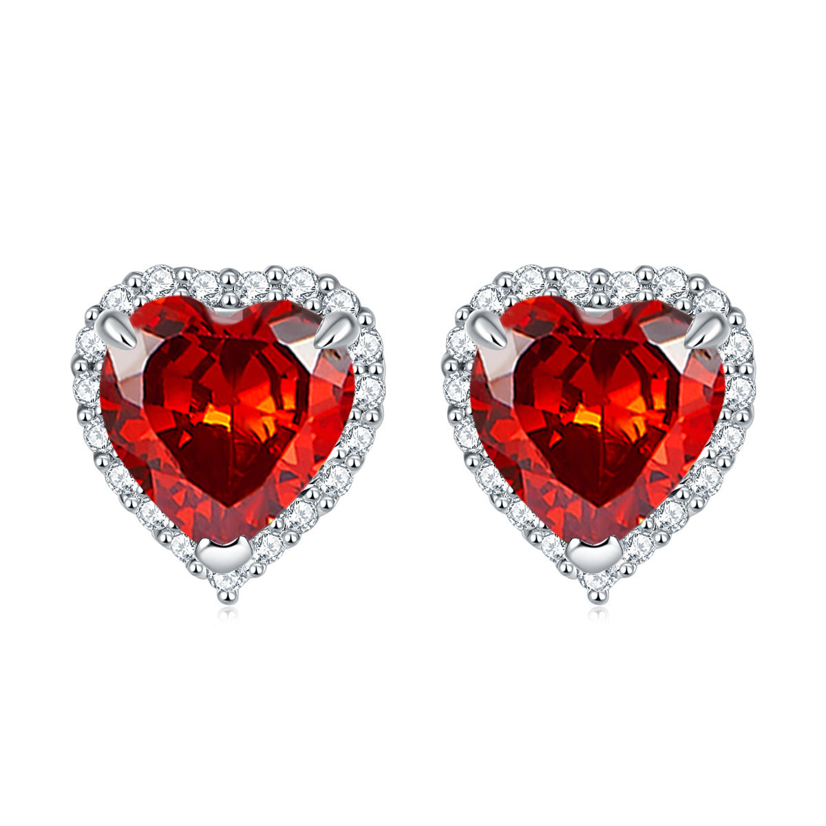 Halo Heart Zircon Stud Earrings