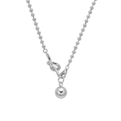 Rope Knot Round Bead Silver Necklace