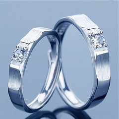 Zircon Frosting Silver Couple Rings