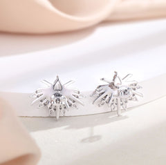 Pear Shape Zircon Firework Sterling Silver Stud Earrings