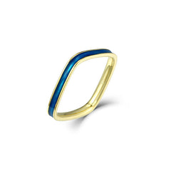 Blue Colour Square Silver Ring for Women