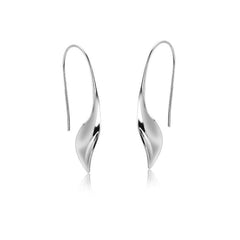 Glossy Geometric Leaf Silver Hook Earrings for Women