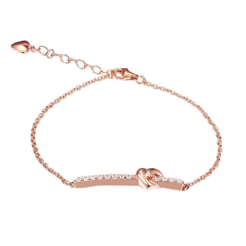 Heart with Zircon Bar Silver Bracelet for Women