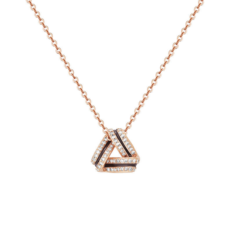 Zircon Triangle Pendant Silver Necklace for Women