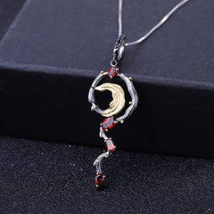 Secret Garden Premium Natural Style Design Inlaid Colourful Gemstone Pendant Sterling Silver Necklace for Women