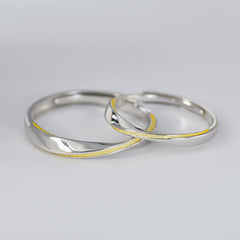 Mobius Series Gold Thread Silver Couple Ring for Women