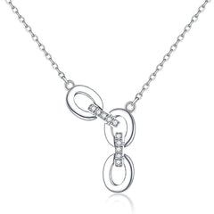 Oval Ring Buckle Pendant Silver Necklace for Women