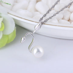 (Pendant Only) Petal with Pearl Silver Pendant for Women