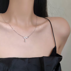 Zircon Heartbeat with Star Silver Necklace for Women