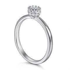 Round Zircon Solitaire Silver Ring