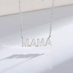 Glossy MAMA Letter Pendant Sterling Silver Necklace for Women