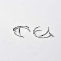 Curved T-shaped Silver Hook Earrings for Women