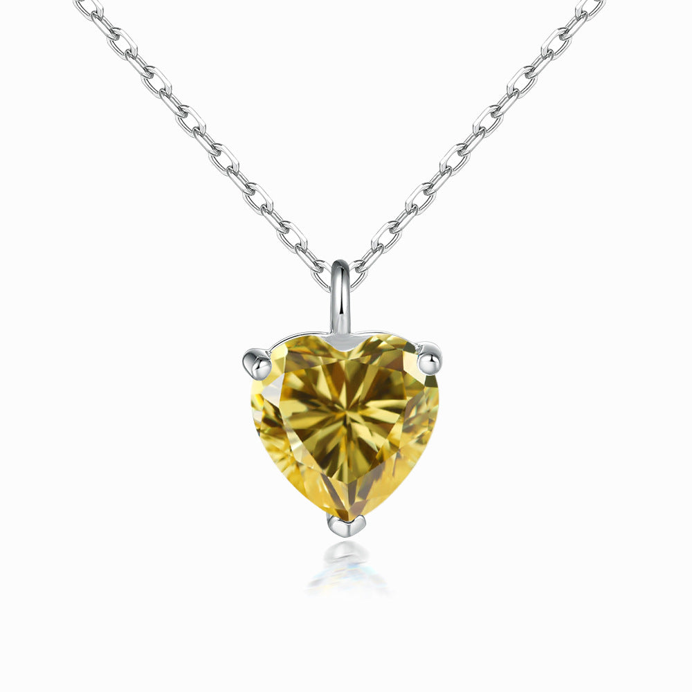 Heart Zircon Pendant Silver Necklace for Women