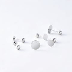 Smooth Discs with Bead Silver Stud Earrings for Women